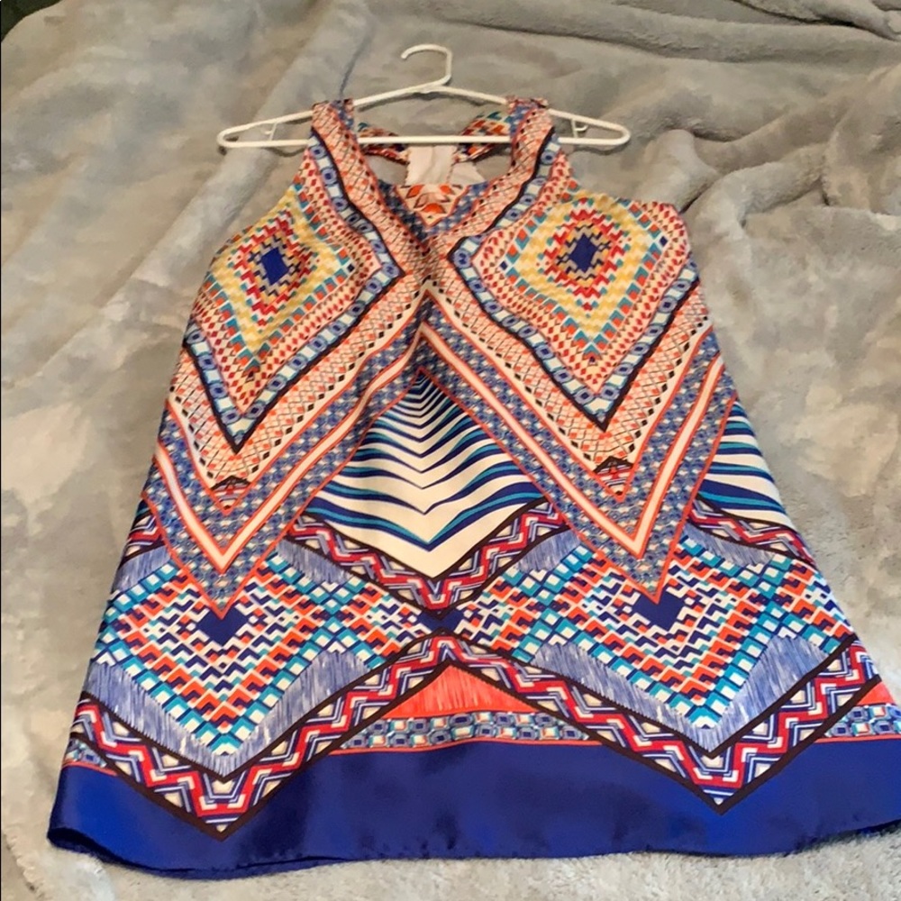 Spring sleeveless dress blue with multi color